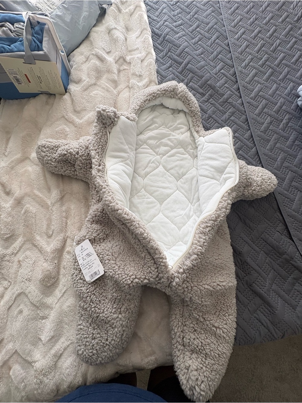 Cozy Sherpa Baby Bunting - Light Gray